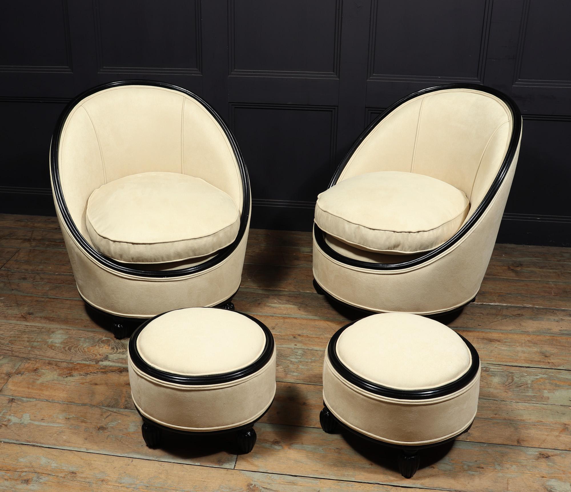 Early 20th Century French Art Deco Salon Chairs Manner of Ruhlman c1925 For Sale