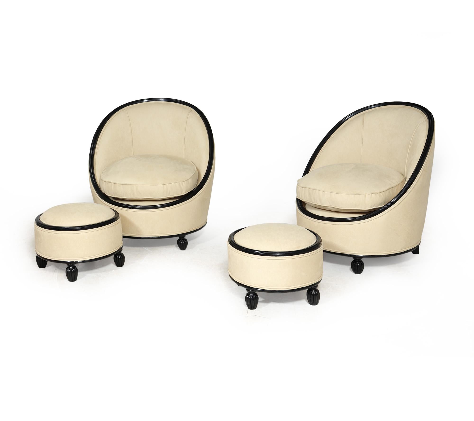 French Art Deco Salon Chairs Manner of Ruhlman c1925 For Sale