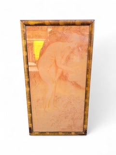 French Art Deco Sanguine Drawing on Paper, 20th Century