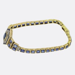 French Art Deco Sapphire and Diamond Bracelet
