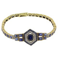 French Art Deco Sapphire and Diamond Bracelet