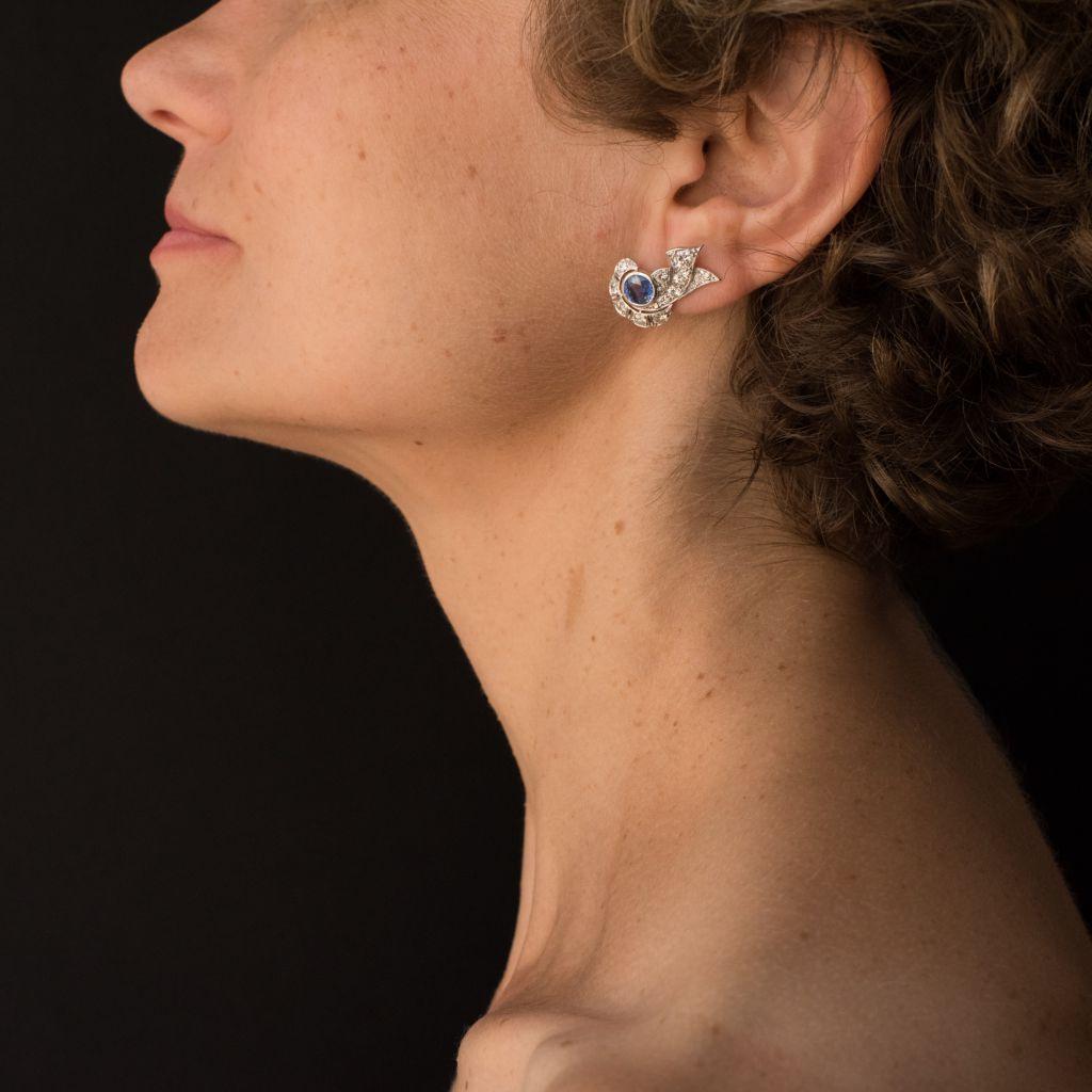 art deco diamond and sapphire earrings