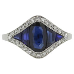 French Art Deco Sapphire and Diamond Ring French Art Deco Sapphire and Diamond Ring