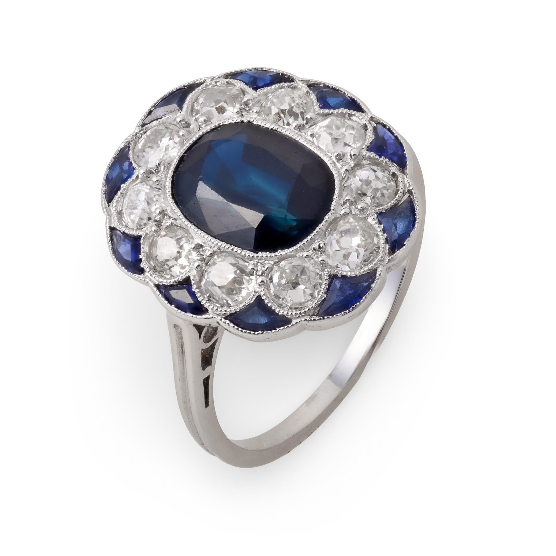 Bague de table Art déco française saphir diamant platine