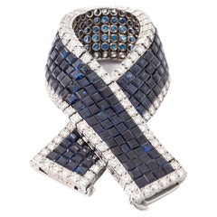 French Art Deco Sapphire Invisible Set Diamond Platinum Bracelet