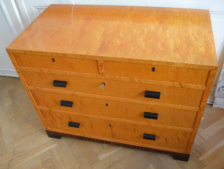 French Art Deco Satinwood Dresser In, Birdseye Maple Veneer Furniture