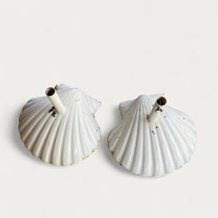 French Art Deco Scallop Shell Shape Wrought Iron Garden /Patio Umbrella Stands