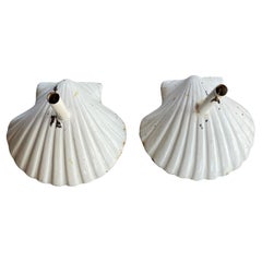 French Art Deco Scallop Shell Shape Wrought Iron Garden /Patio Umbrella Stands