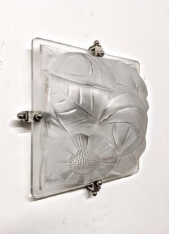 Pair of French Art Deco Sconces or Flush Mounts Signed by Degue