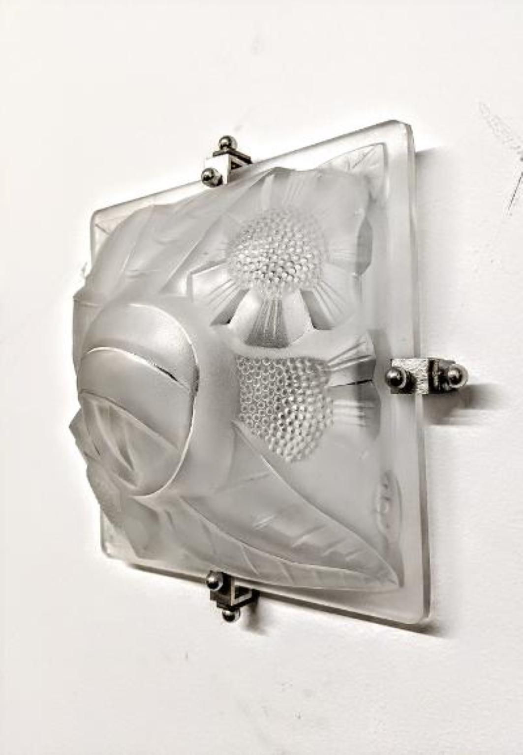 Pair of French Art Deco Sconces or Flush Mounts Signed by Degue In Good Condition For Sale In Long Island City, NY