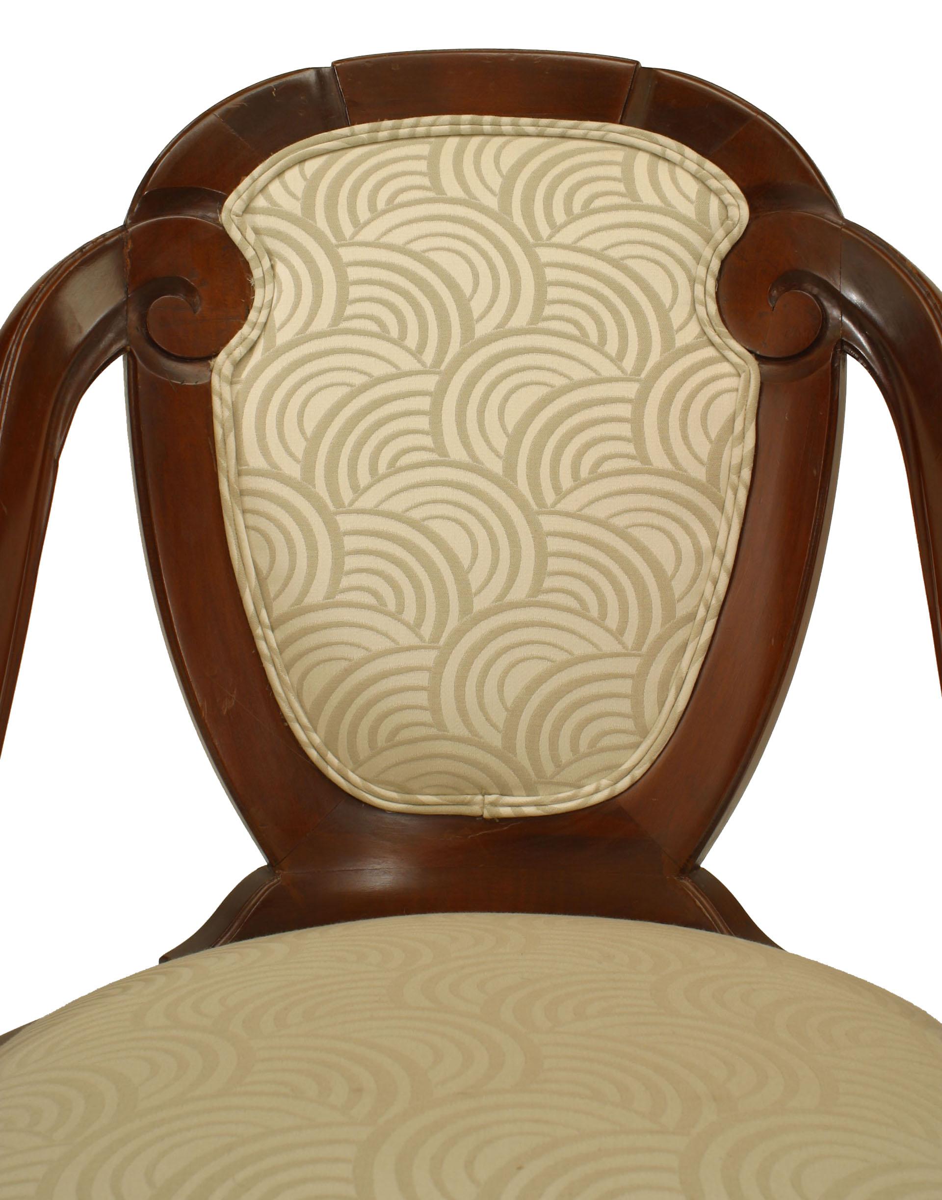 French Art Deco Scroll Back Side Chairs In Good Condition In New York, NY