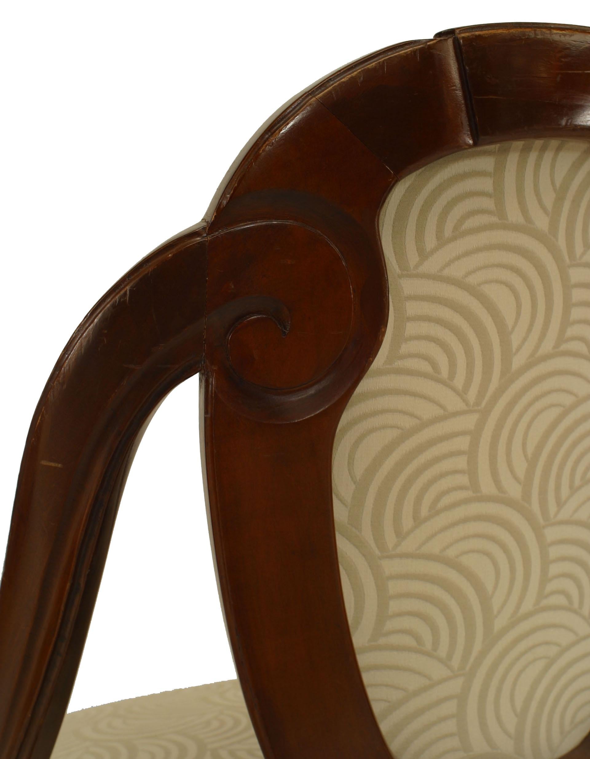 20th Century French Art Deco Scroll Back Side Chairs