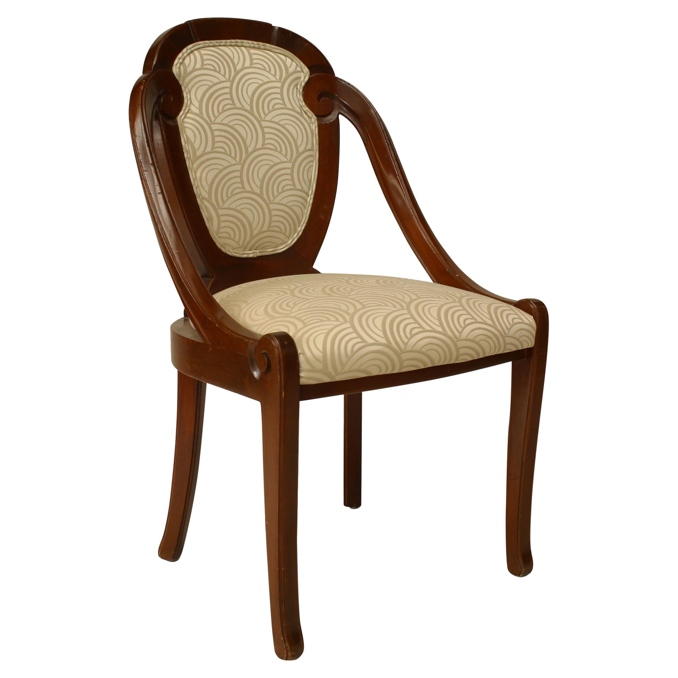 French Art Deco Scroll Back Side Chairs