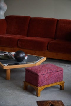 French Art Deco, Sculptural Stool with Storage, Reupholstered, Made in the 1940s