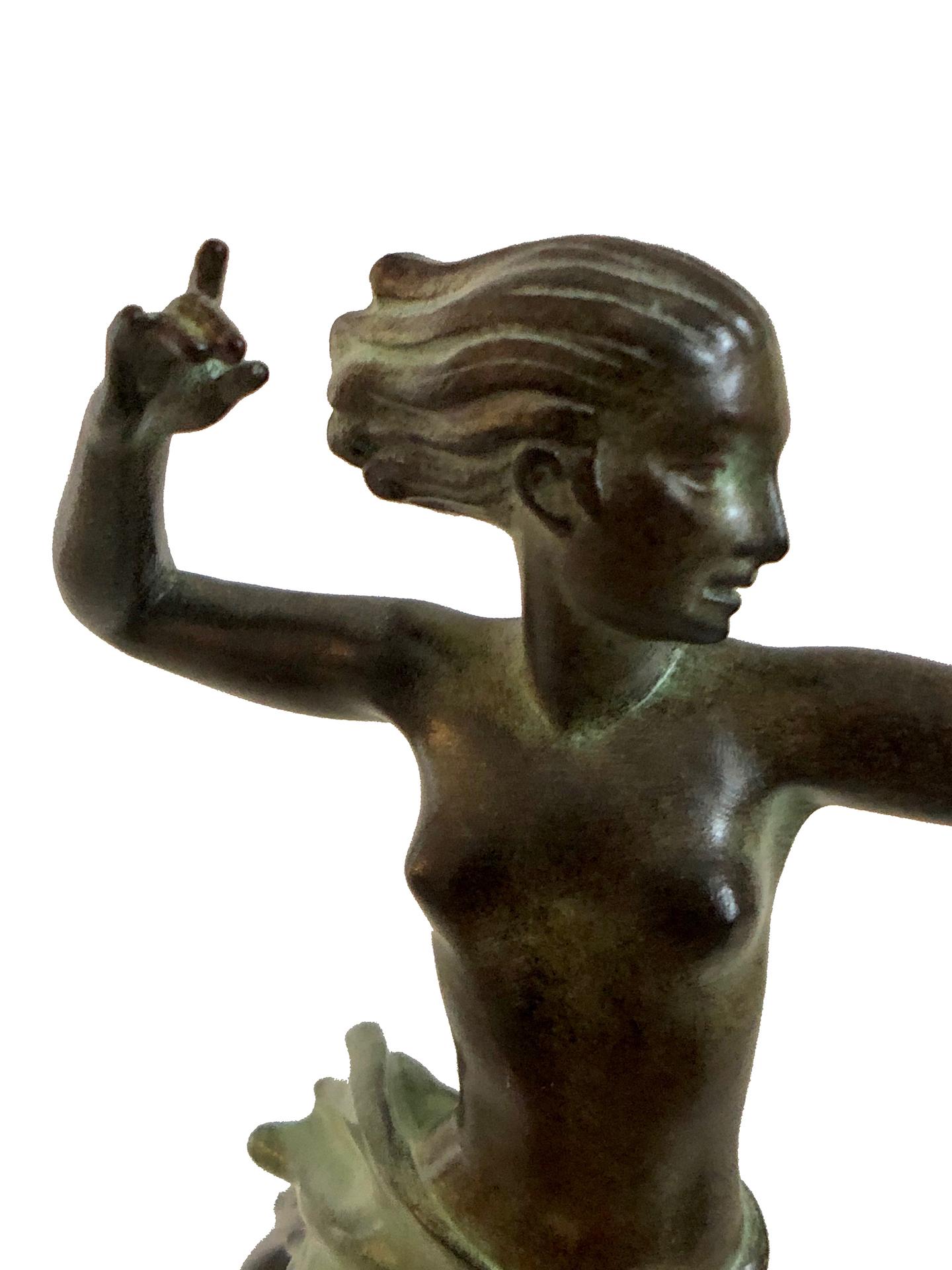French Art Deco Amazon Sculpture Atalante by Jean de Marco for Max Le Verrier For Sale 3
