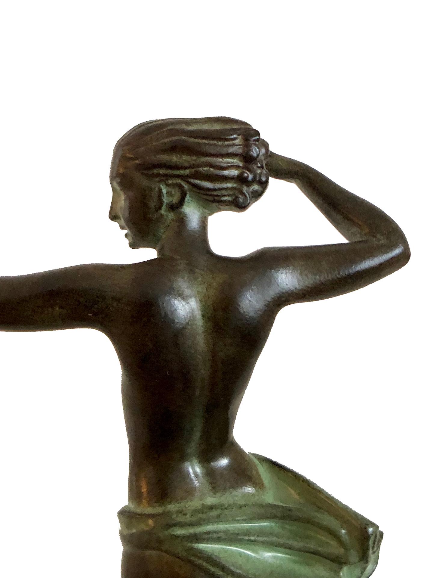 French Art Deco Amazon Sculpture Atalante by Jean de Marco for Max Le Verrier For Sale 6