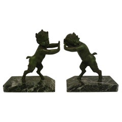 French Art Deco Sculpture Bookends Satyr´s by Carlier, 1920
