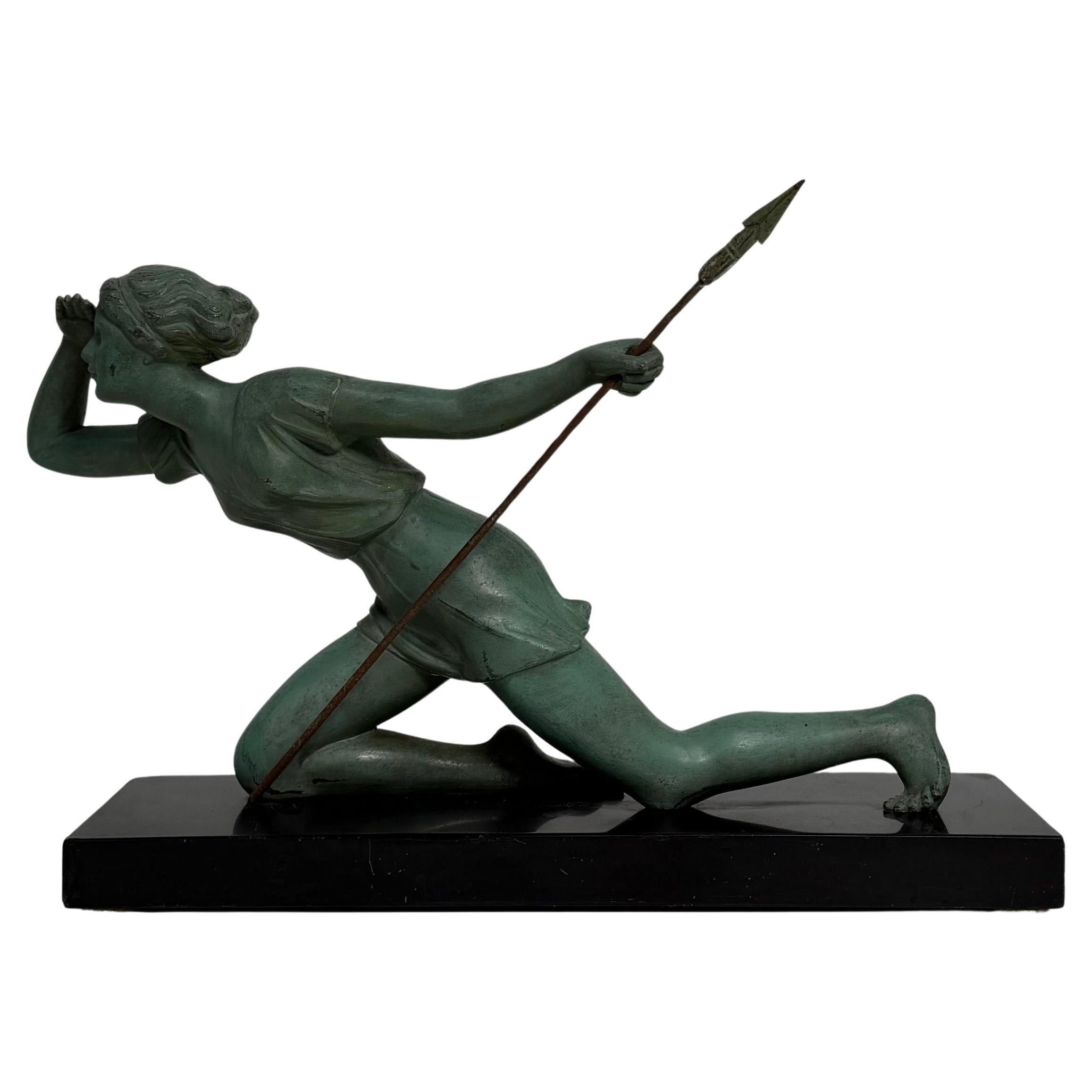 French Art Deco Sculpture “Diana the Huntress” by Laurens, 1930s For Sale