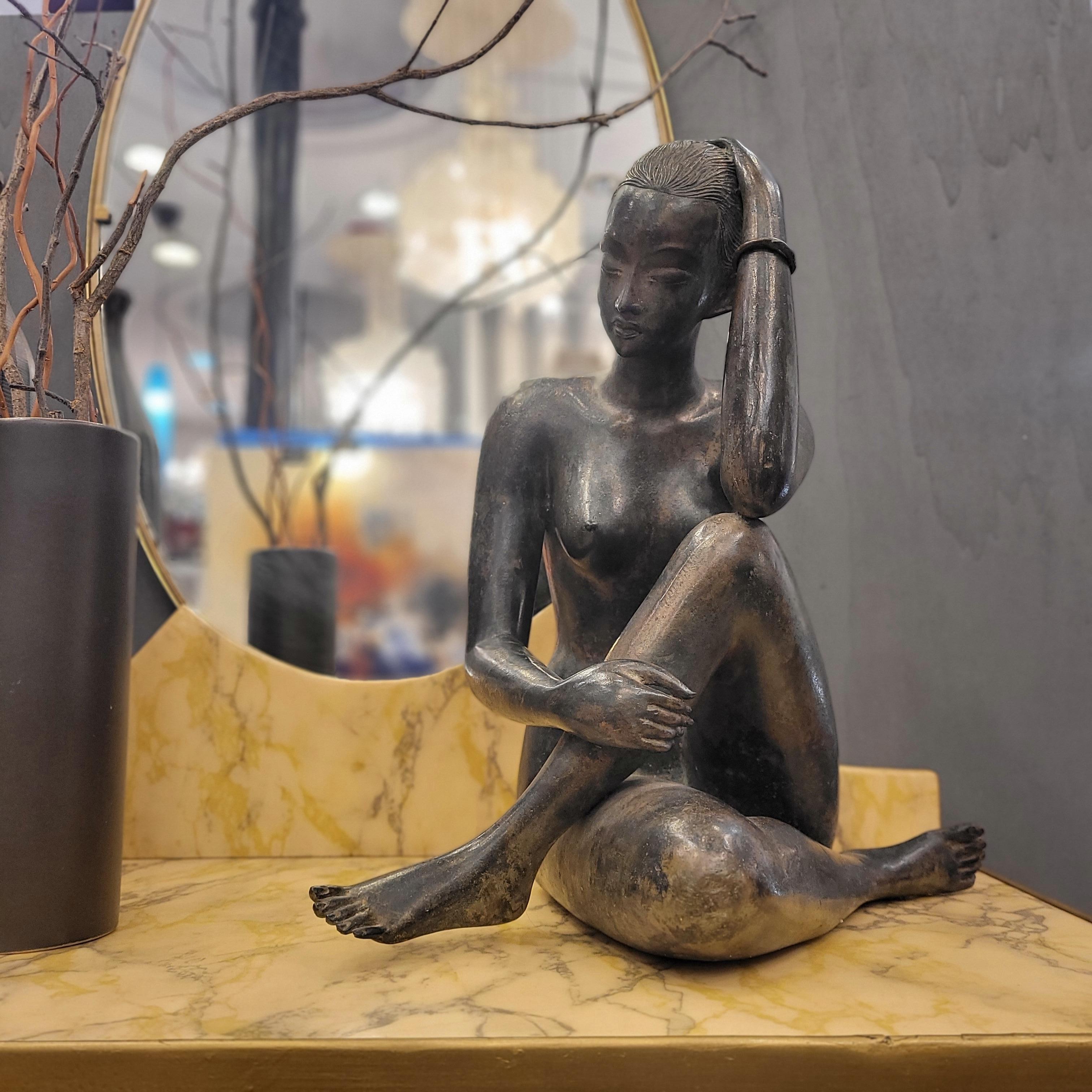 French Art Deco sculpture “Female Nude”, bronze, Pierre Chenet workshop In Excellent Condition In Valladolid, ES