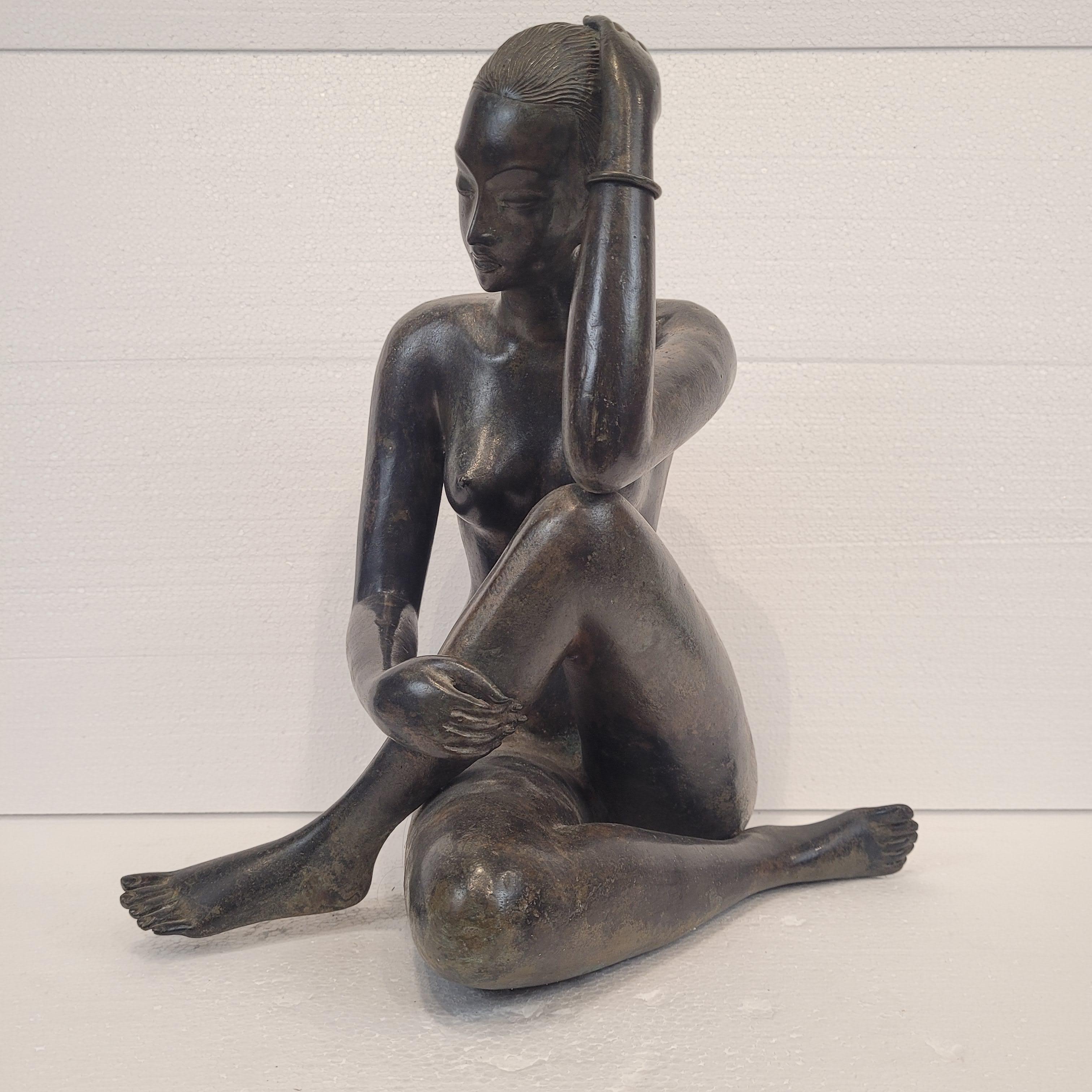 Mid-20th Century French Art Deco sculpture “Female Nude”, bronze, Pierre Chenet workshop