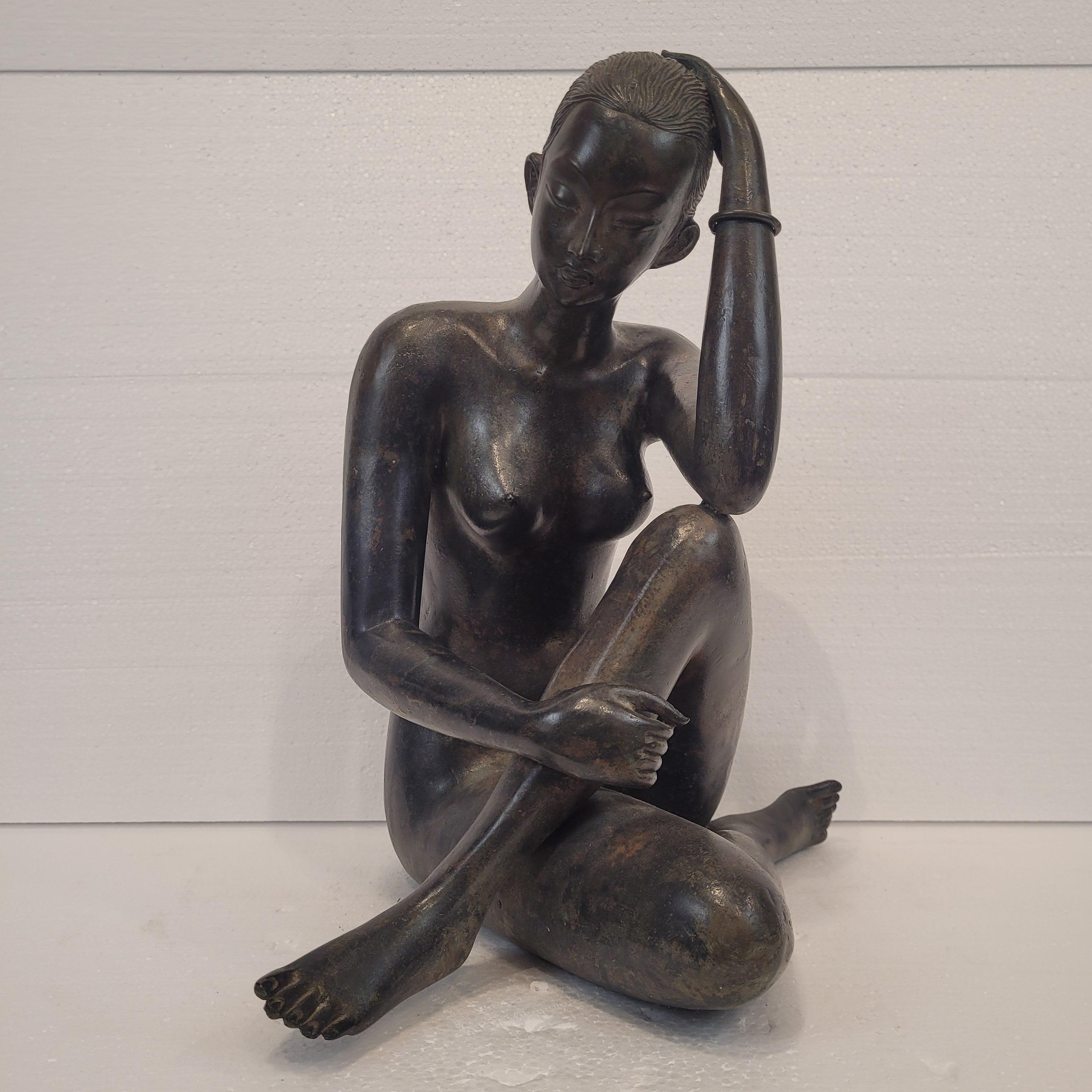 Bronze French Art Deco sculpture “Female Nude”, bronze, Pierre Chenet workshop