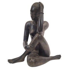 Französische Art-Déco-Skulptur Weiblicher Akt, Bronze, Werkstatt Pierre Chenet