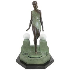 French Art Deco Sculpture-Lamp Nausicaa by Pierre Le Faguays and Max Le Verrier