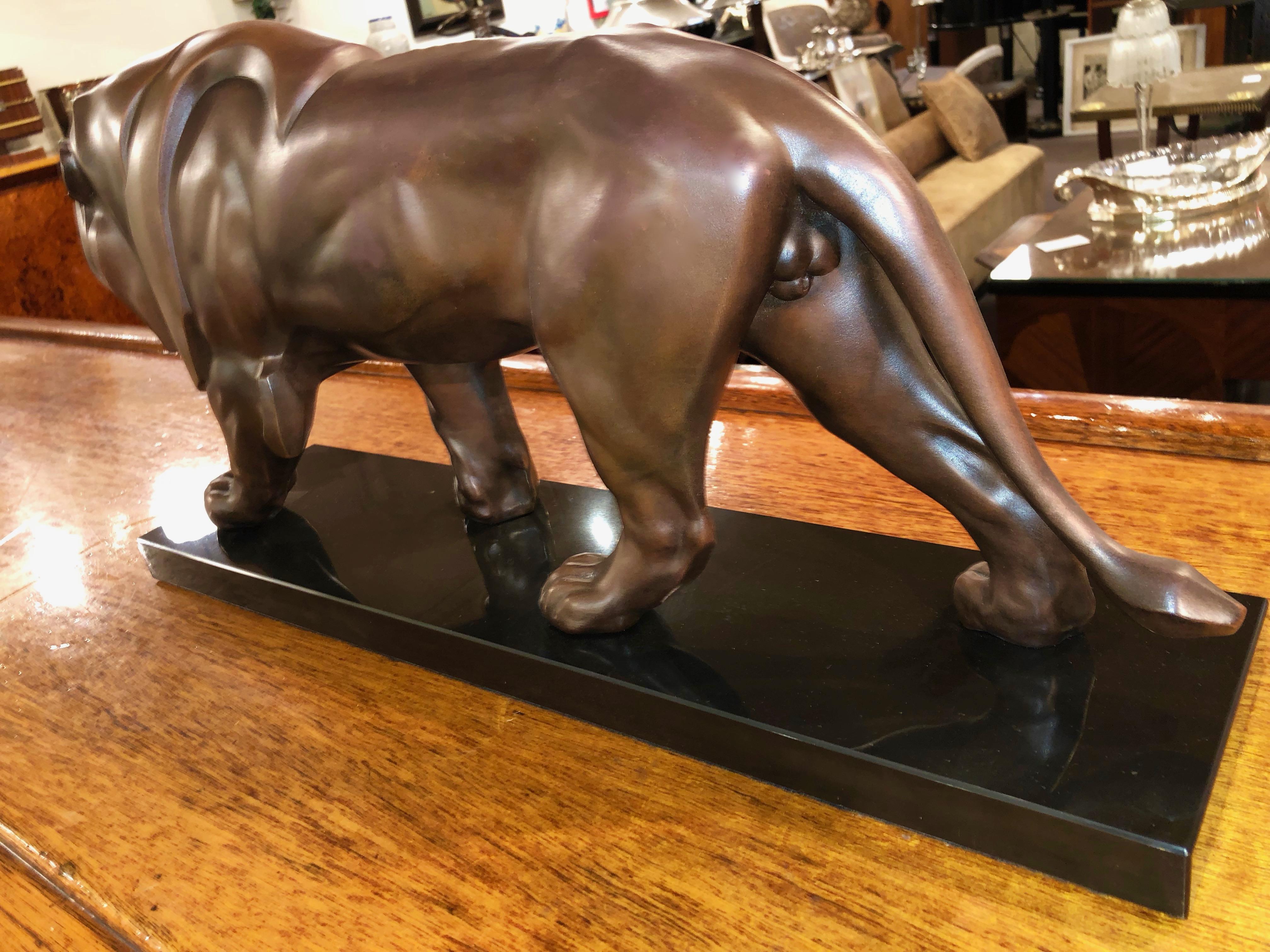 French Art Deco Sculpture of a Walking Lion King by Max Le Verrier In Good Condition For Sale In Oakland, CA