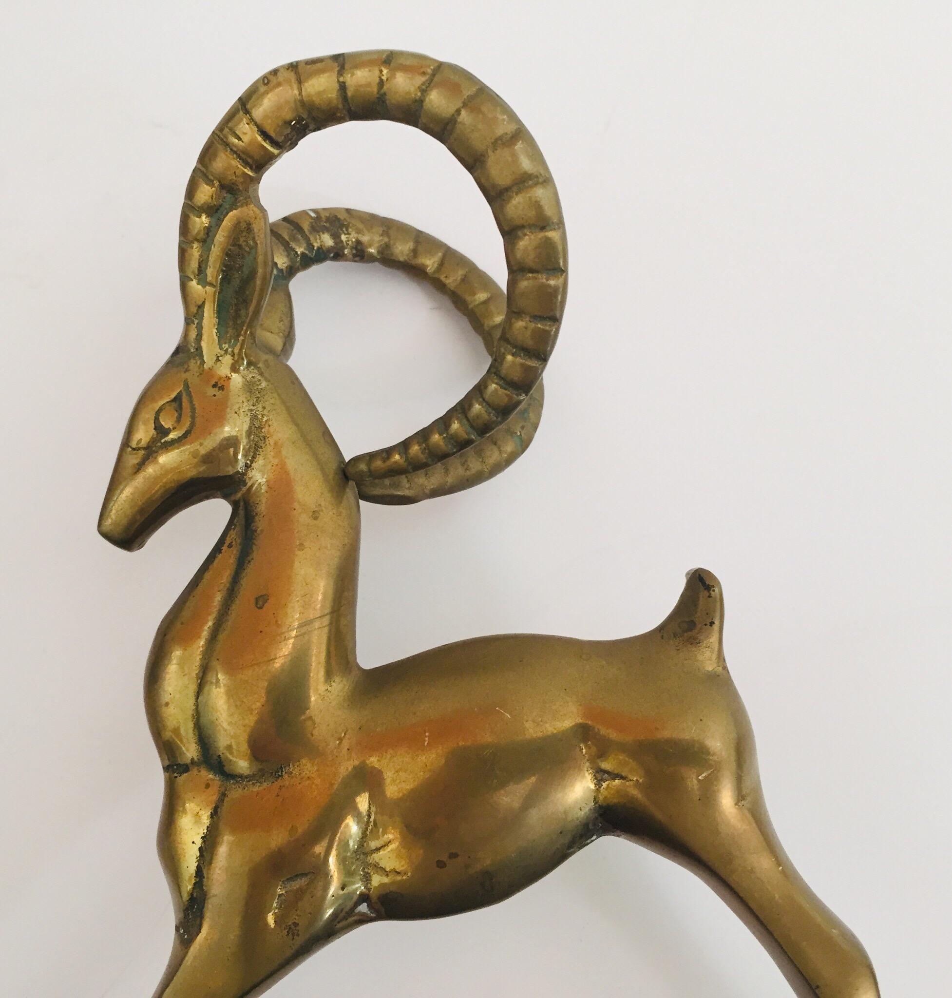French Art Deco Sculpture of Brass Gazelle Deer 4
