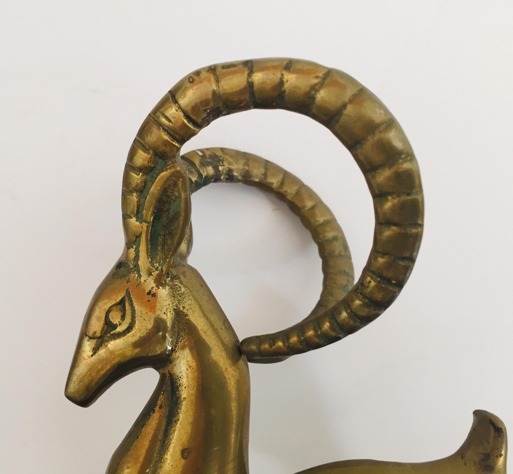 French Art Deco Sculpture of Brass Gazelle Deer 5