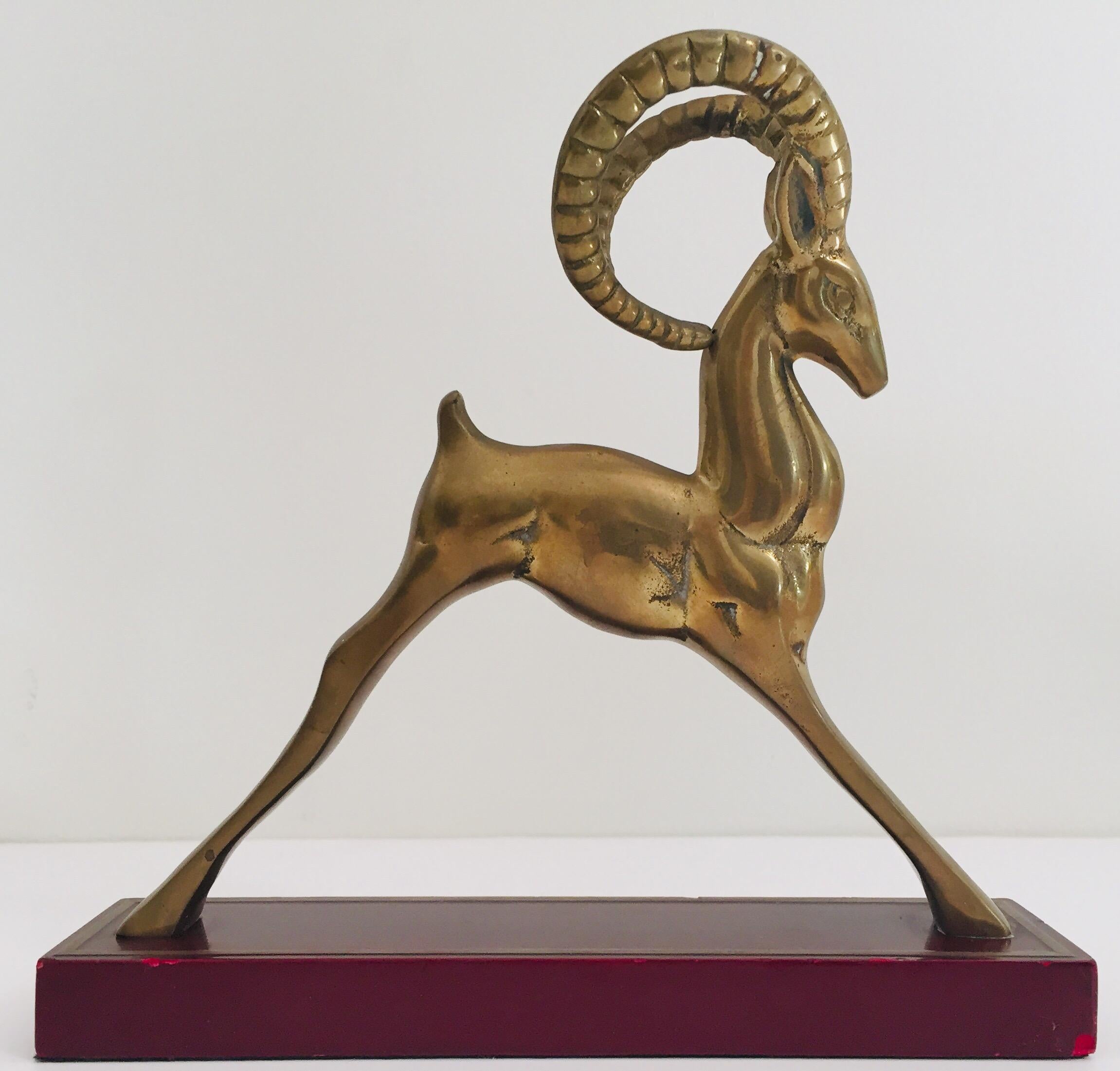 French Art Deco Sculpture of Brass Gazelle Deer In Good Condition In North Hollywood, CA