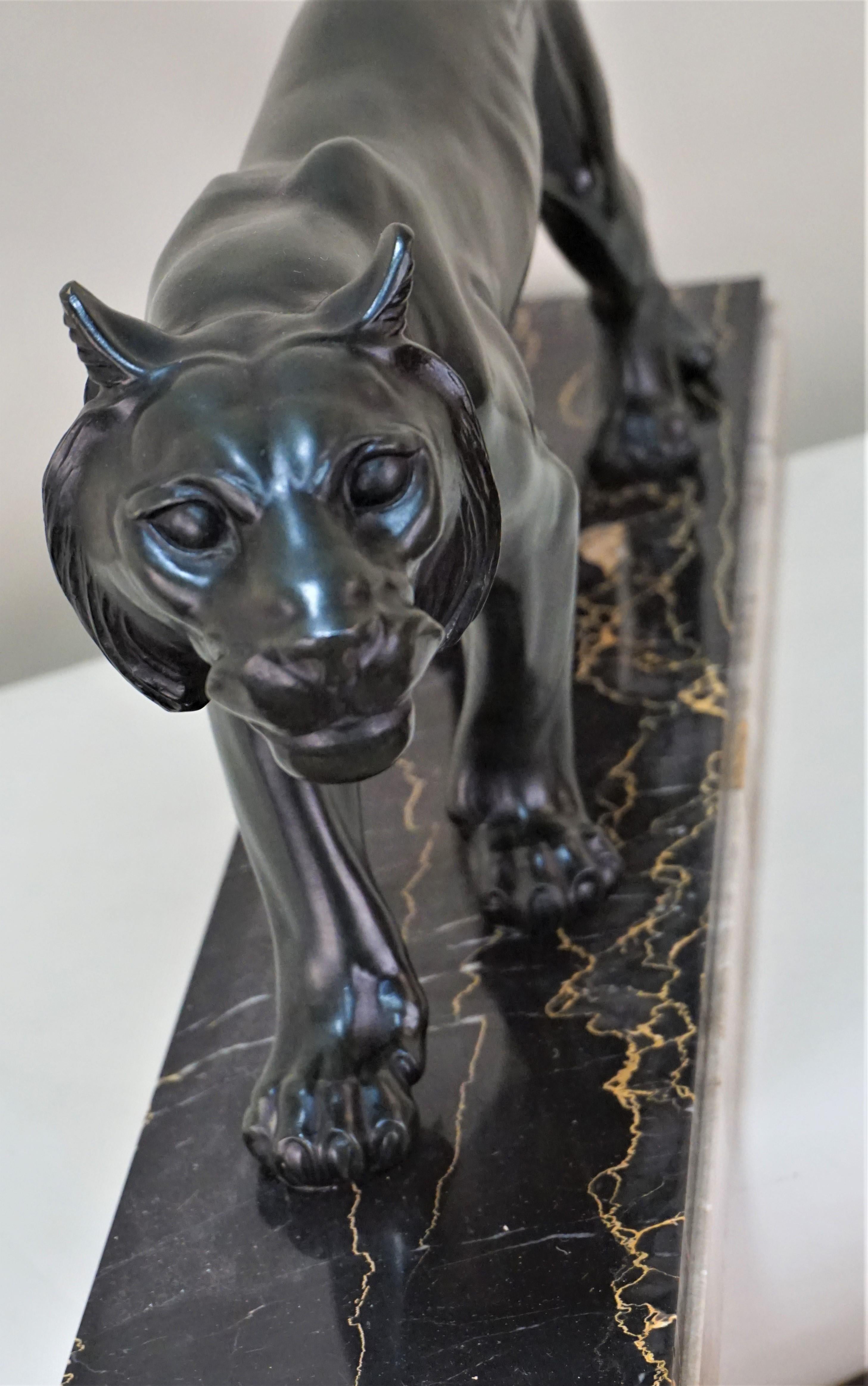 Early 20th Century French Art Deco Sculpture of Panther by M. Font