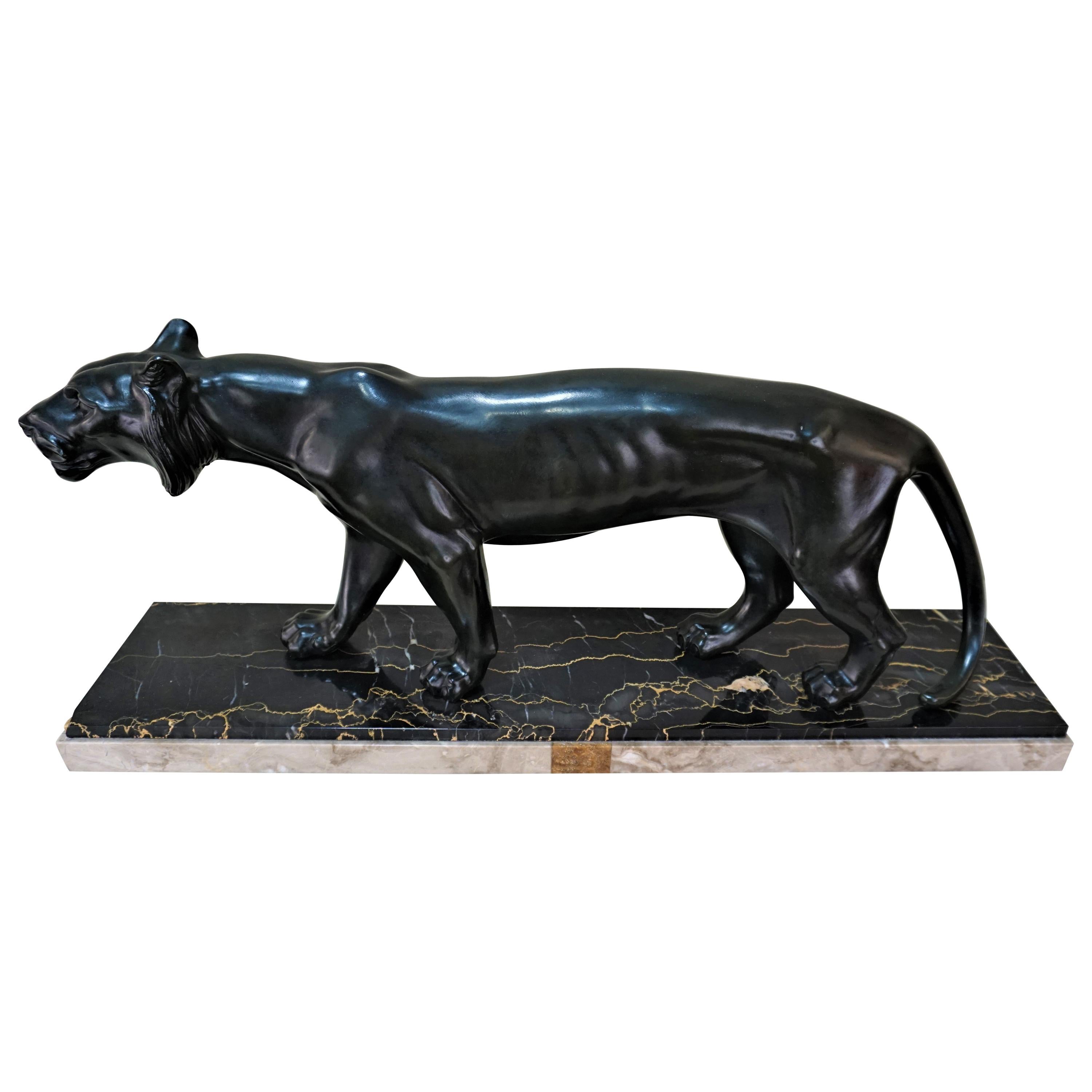 French Art Deco Sculpture of Panther by M. Font