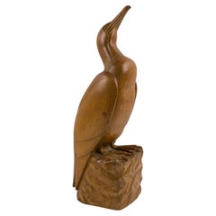 Art Deco Seagull Bird Wooden Sculpture by G. Rouxel, France 1930s