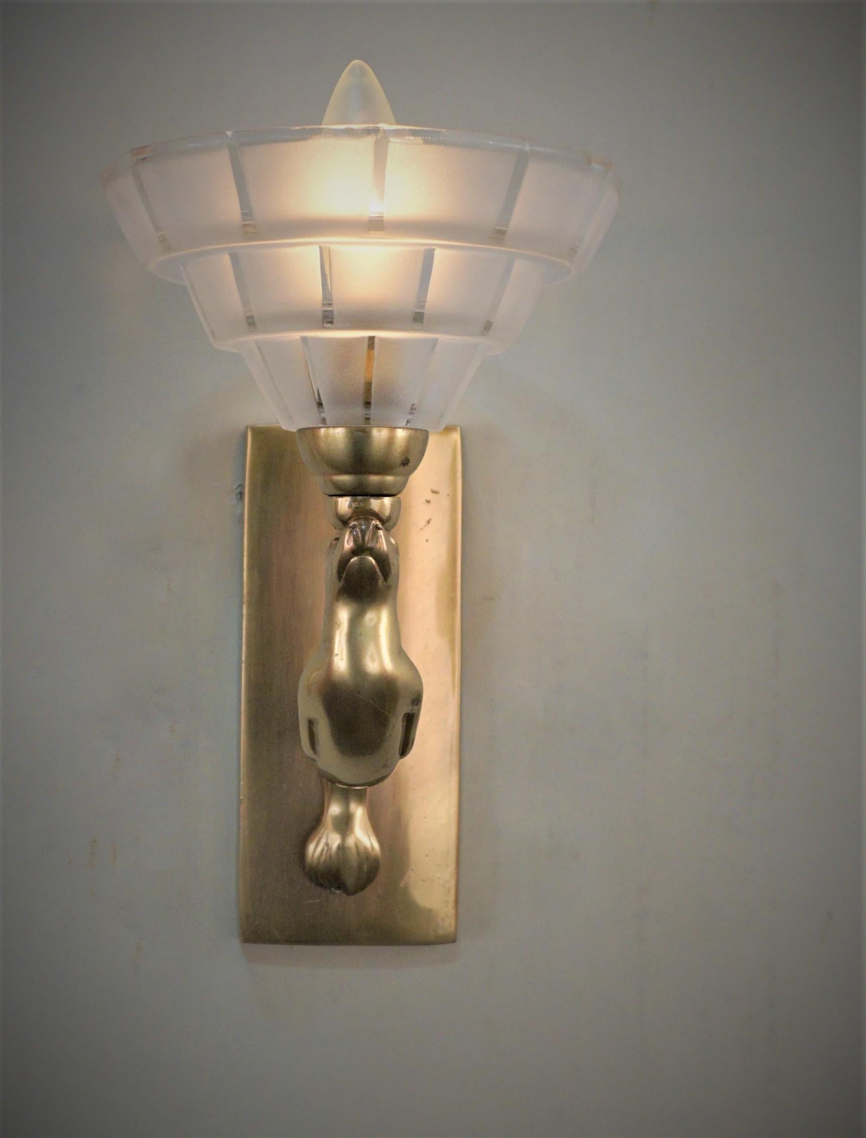 French Art Deco Seal Wall Sconces - 2 pairs For Sale 1