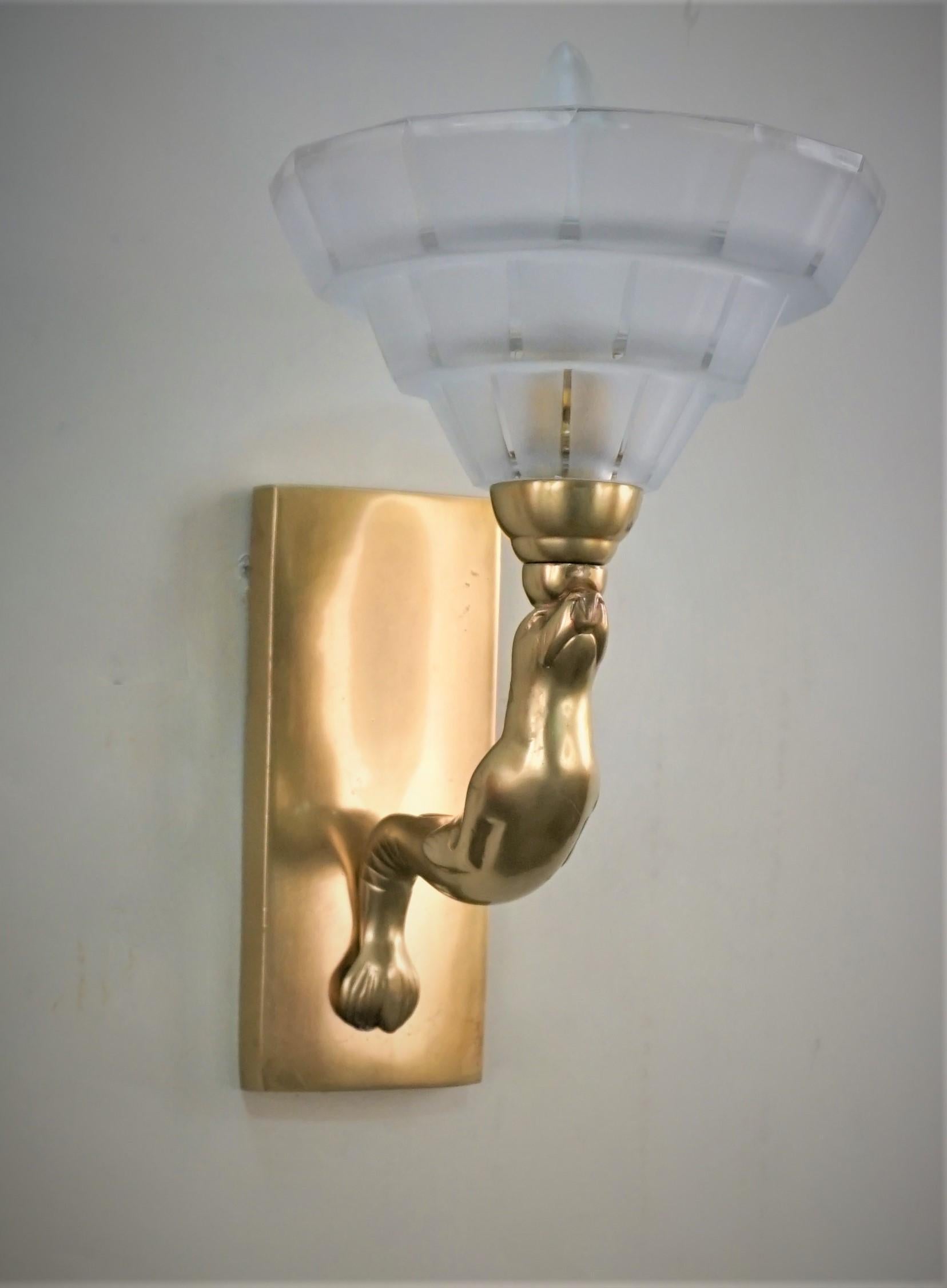 French Art Deco Seal Wall Sconces - 2 pairs For Sale 3