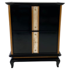 French Art Deco Secretaire in Parchment, Maple and Brass, 1940s