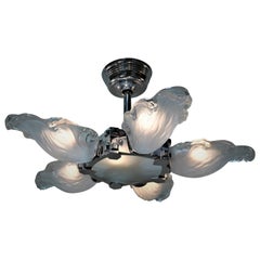 French Art Deco Semi Flush Mount Chandelier by Boris Lacroix