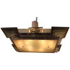 French Art Deco Semi Flush Mount Chandelier