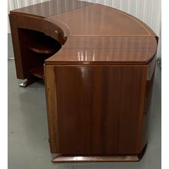 French Art Deco Semicircular Walnut Desk, circa 1930