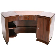 French Art Deco Semicircular Walnut Desk, circa 1930