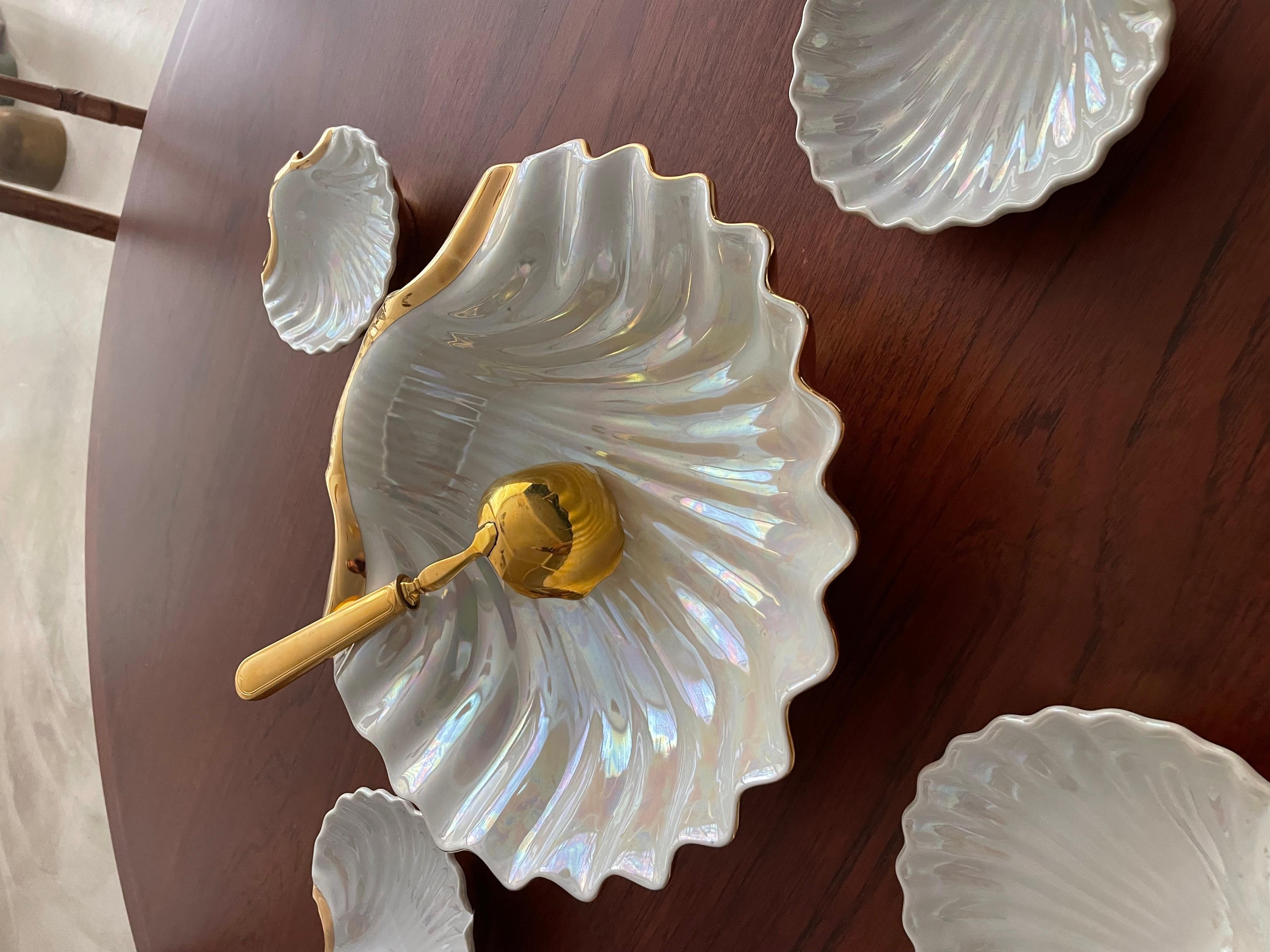 20th Century French Art Deco Porcelain Shell Serveware Set 
