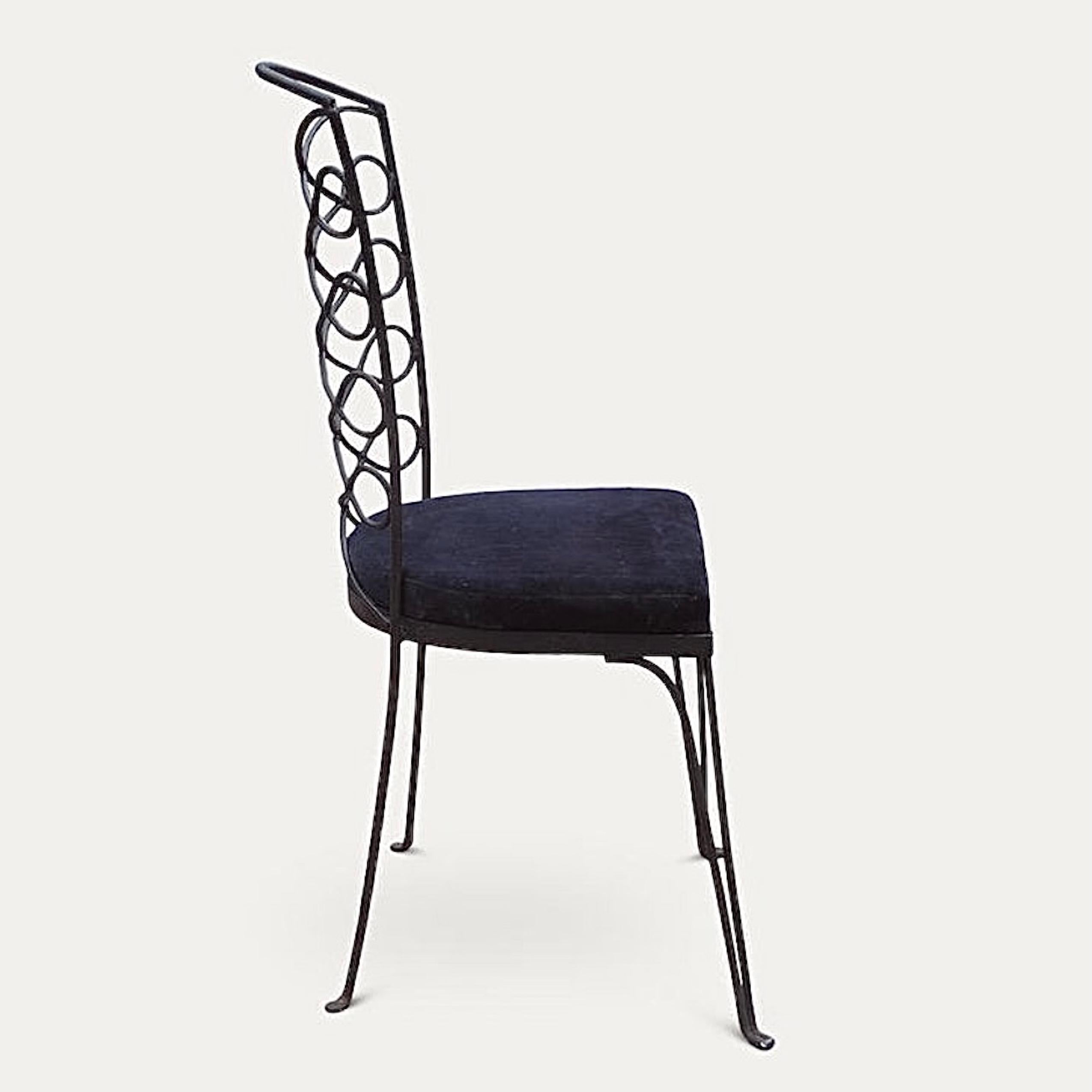 Art Déco French Art Deco Set of 6 Wrought Iron Chairs Attributed to Rene Prou circa 1940 in vendita