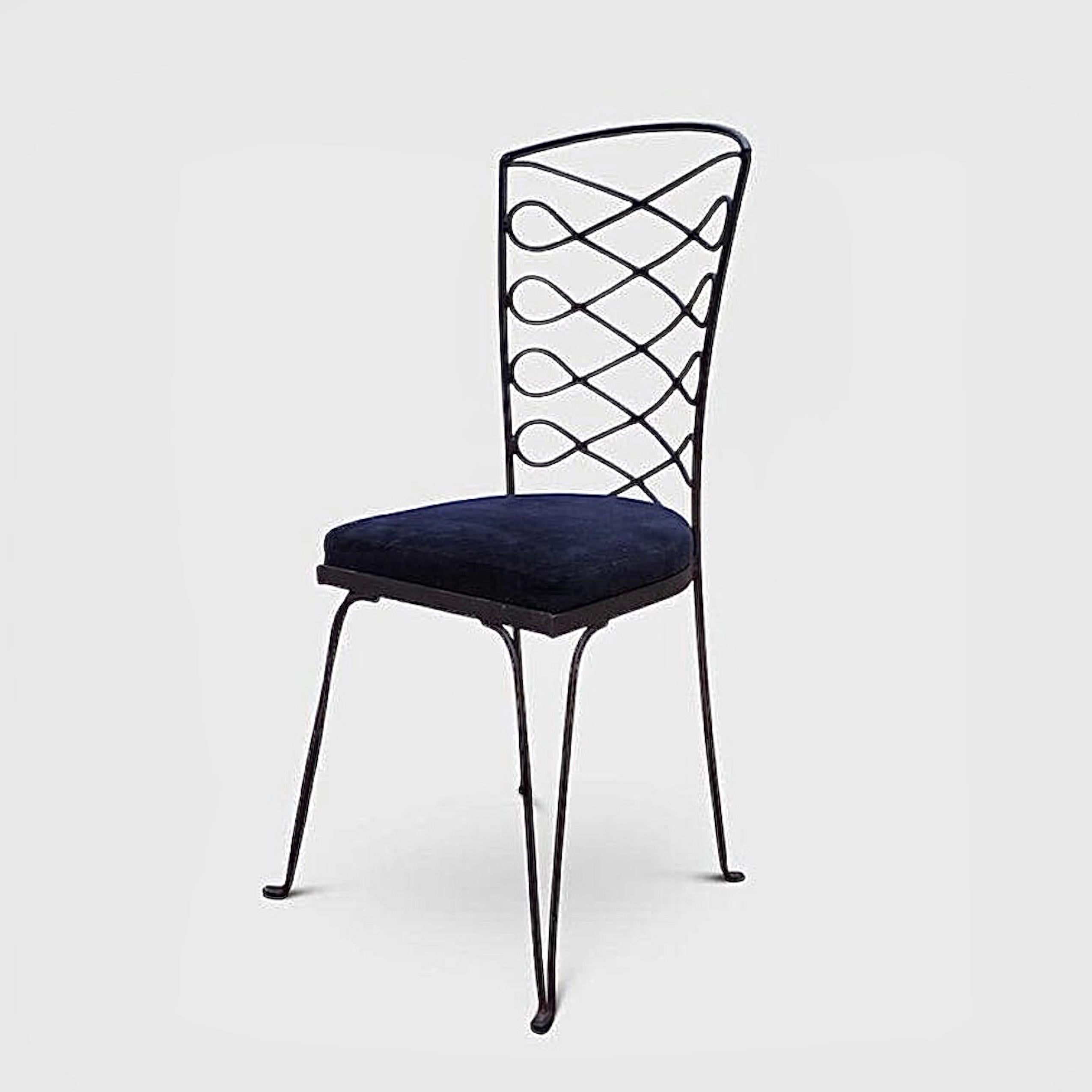 French Art Deco Set of 6 Wrought Iron Chairs Attributed to Rene Prou circa 1940 in vendita 1