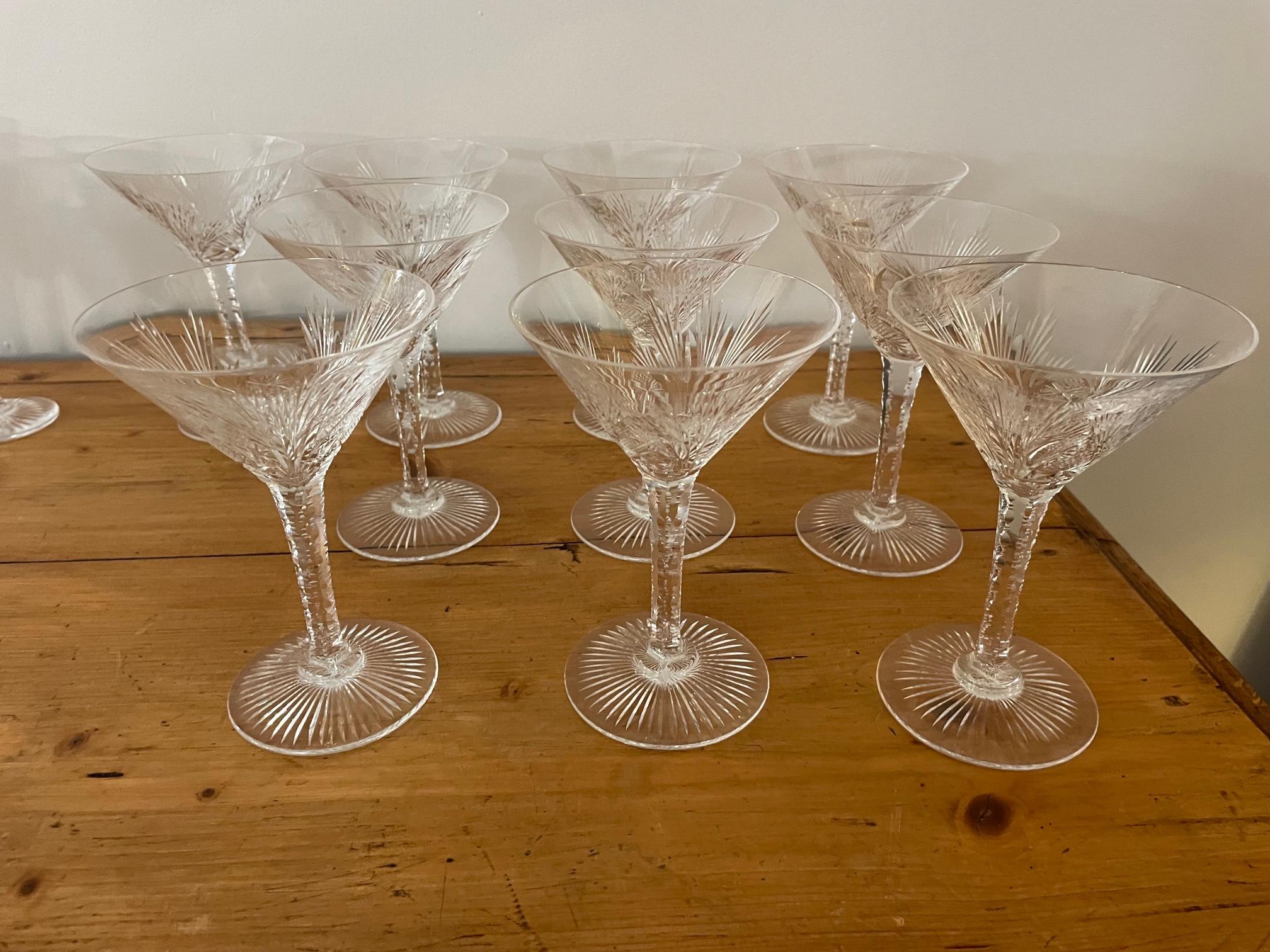French Art Deco Set of Saint Louis Crystal Glasses, 1930s In Good Condition In LEGNY, FR