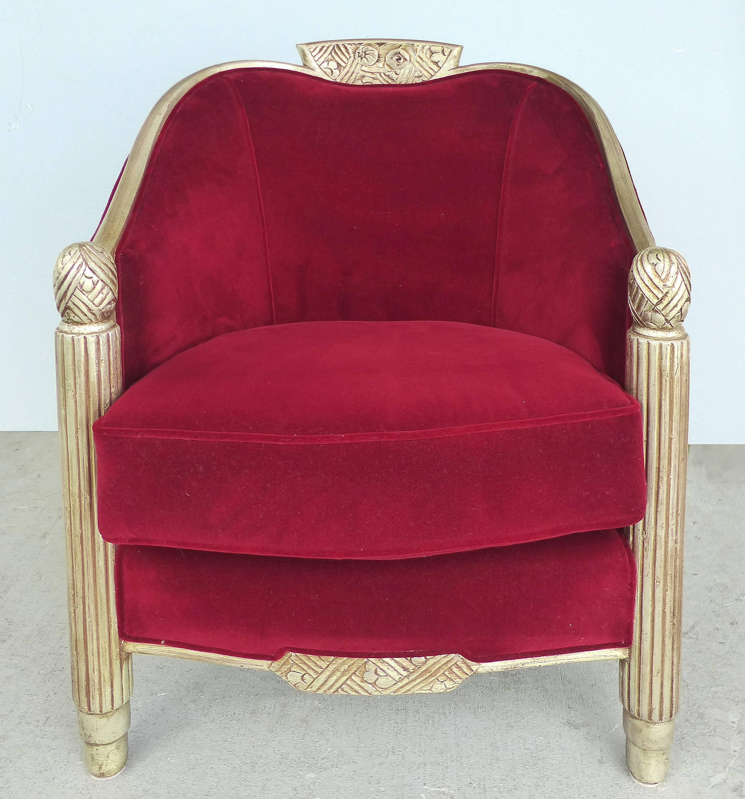 Giltwood Paul Follot French Art Deco Settee and Bergères Set