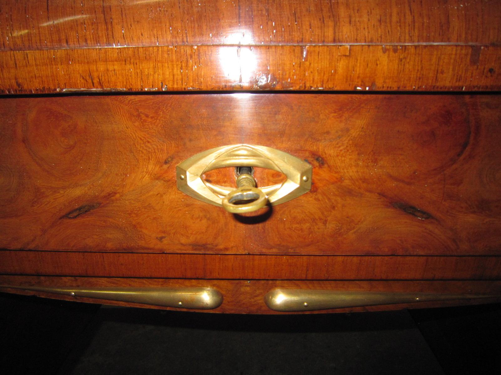 French Art Deco Seven Drawer Writing Desk with Gold Leaf Top and Bronze Mounts 6