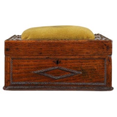 French Art Deco sewing box in sculpted wood, ca. 1900