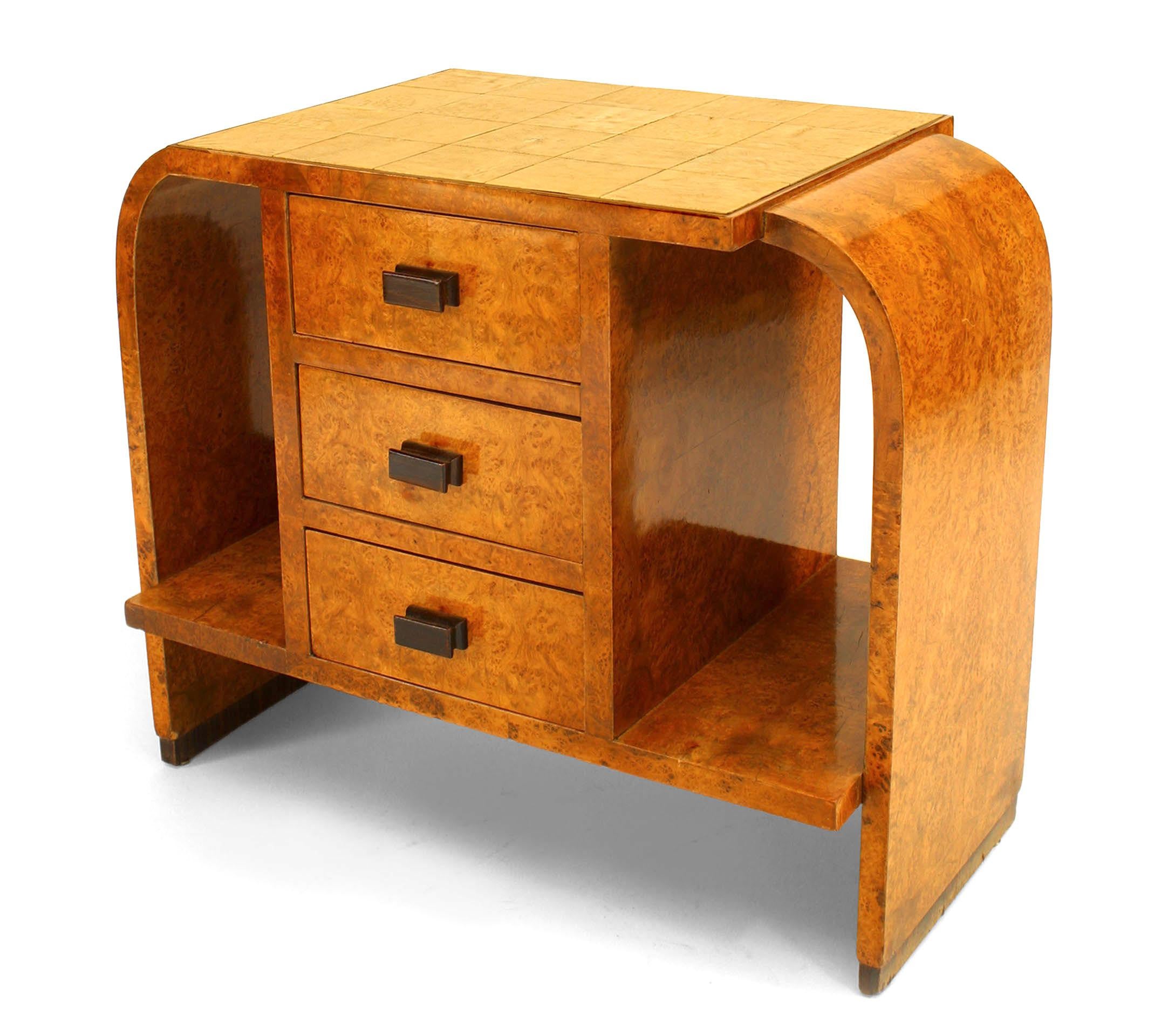 French Art Deco Burl Maple End Table In Good Condition For Sale In New York, NY