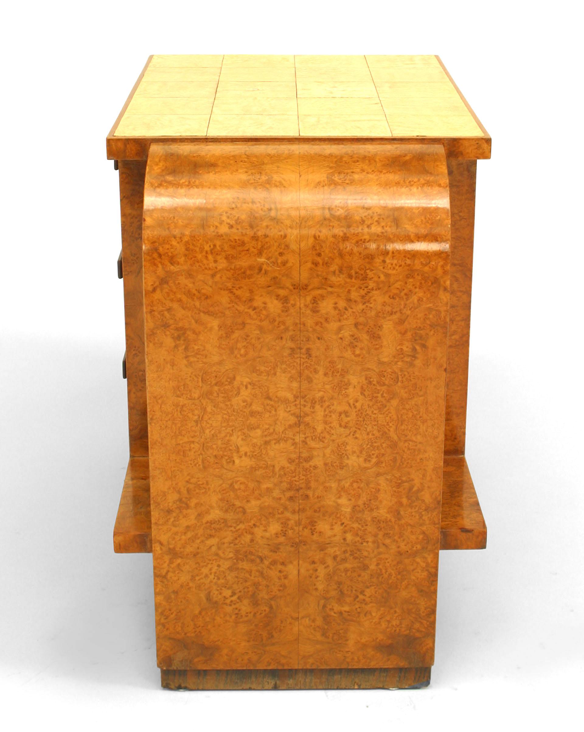 Shagreen French Art Deco Burl Maple End Table For Sale
